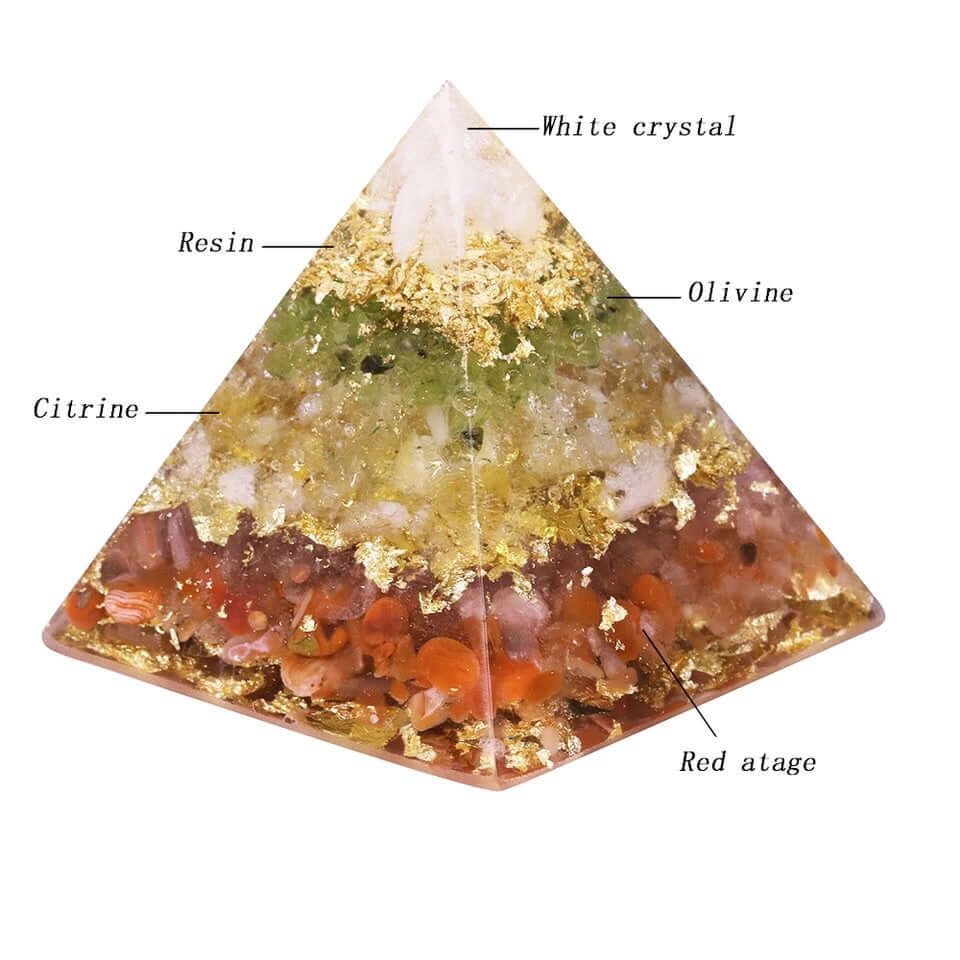 Love & Light Crystal Pyramid, an orgonite crystal pyramid from Mandala Jane.