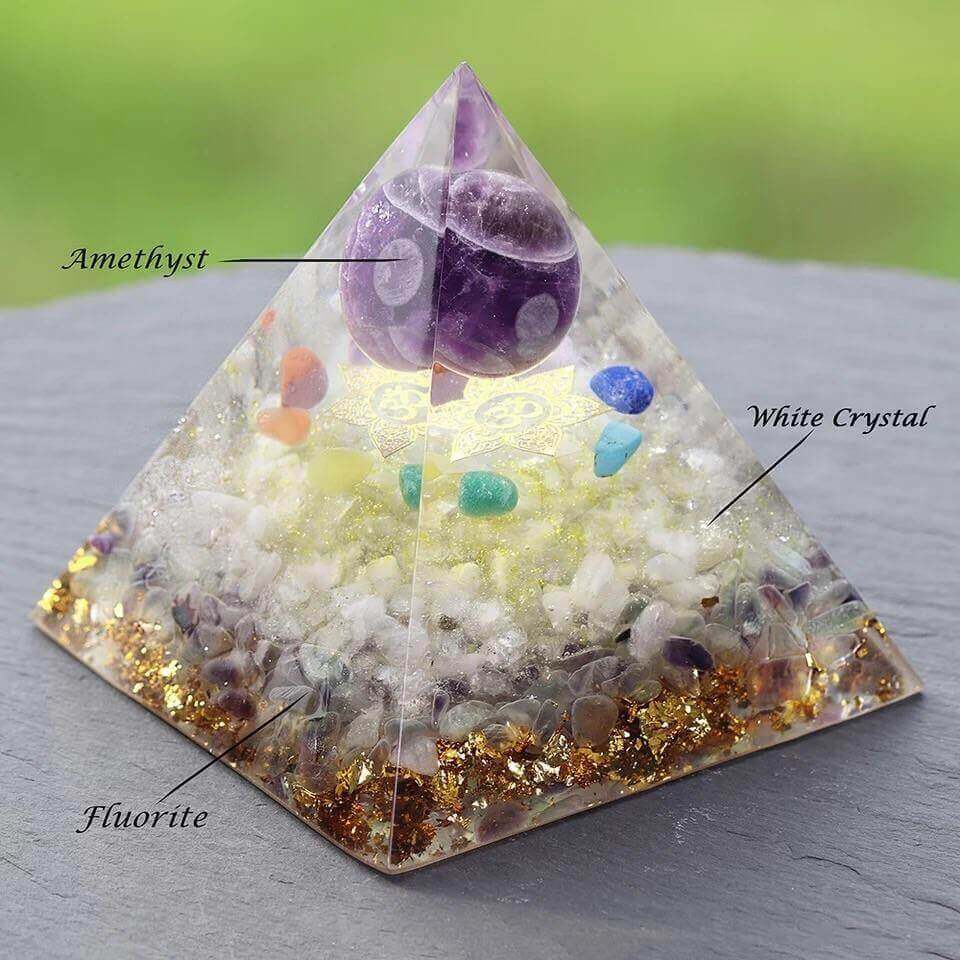 Amethyst Sacred Crystal Pyramid - Mandala Jane