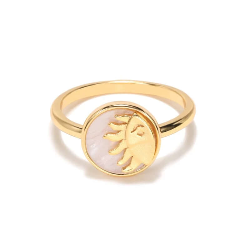 Pearlescent Sun Ring, gold - Mandala Jane Jewelry