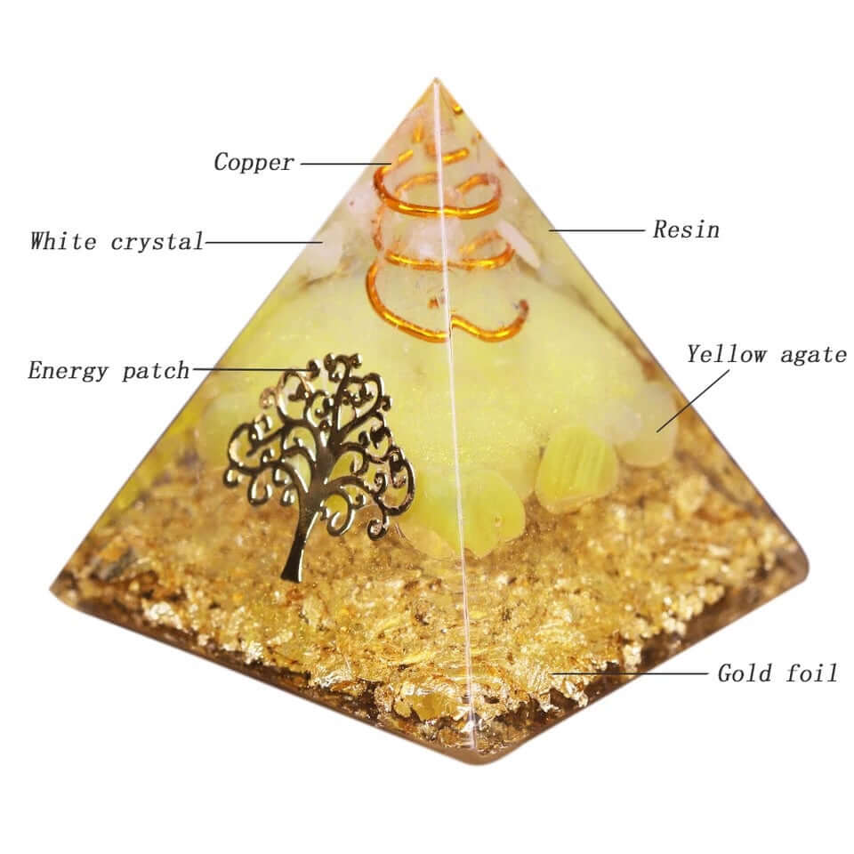 Tree Of Life Agate Crystal Pyramid, an orgonite crystal pyramid from Mandala Jane.
