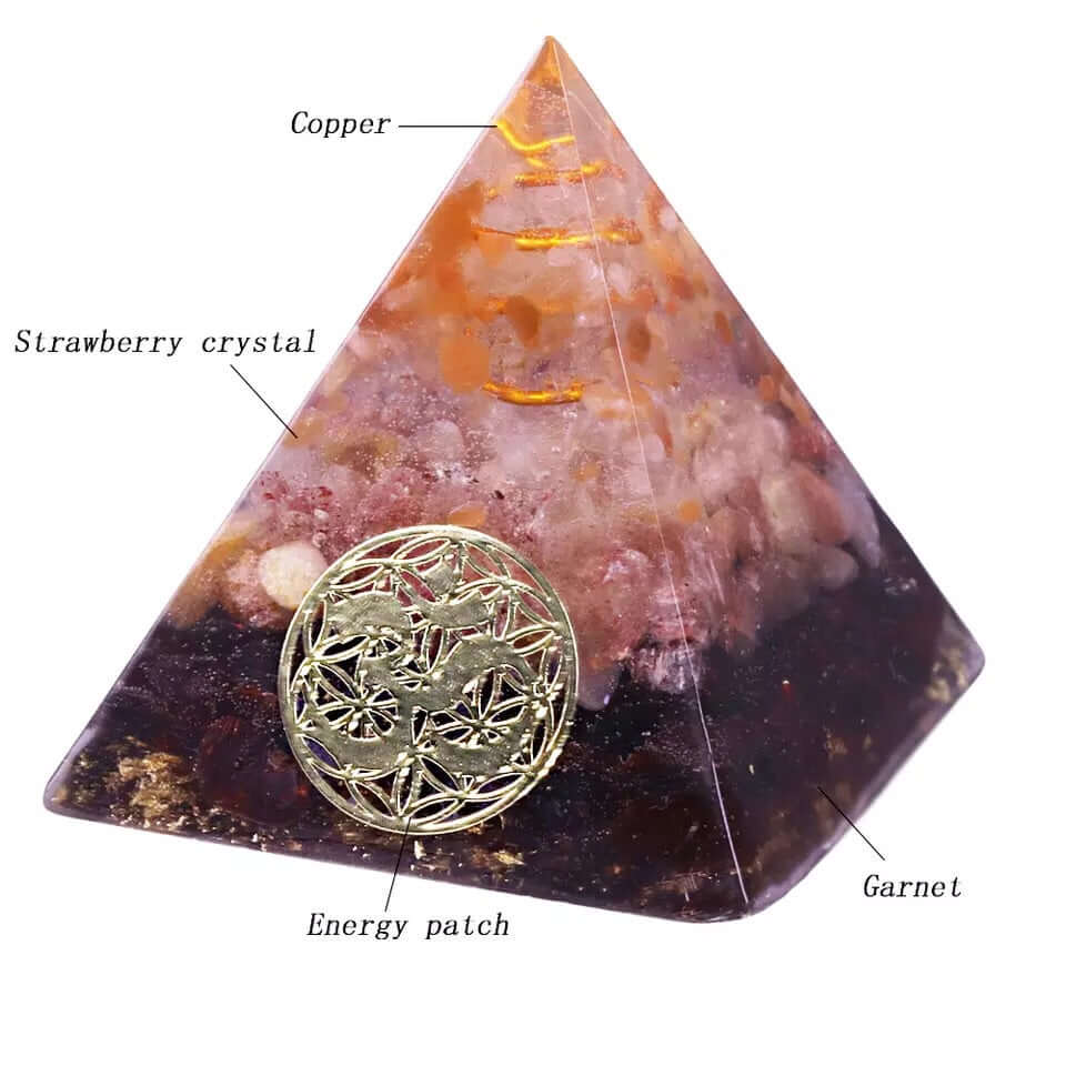 Garnet Crystal Energy Pyramid - Mandala Jane