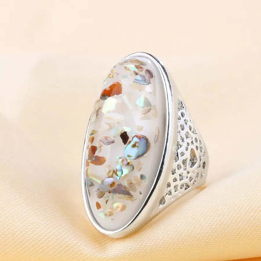 Intuition Ring - Mandala Jane Jewelry, abalone, silver ring
