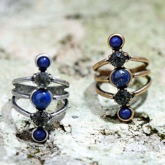 Stacked Lapis Stone Ring - Mandala Jane Jewelry, lapis lazuli ring