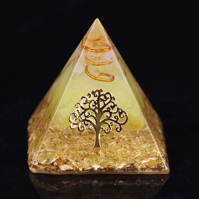 Tree Of Life Agate Crystal Pyramid, an orgonite crystal pyramid from Mandala Jane.