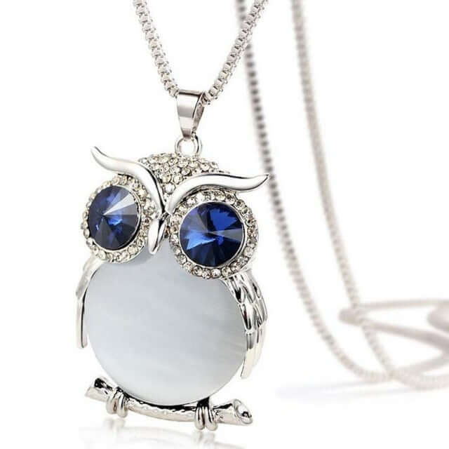 Crystal Owl Long Necklace - Mandala Jane