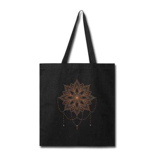 Floral Mandala Tote Bag, black - Mandala Jane Apparel