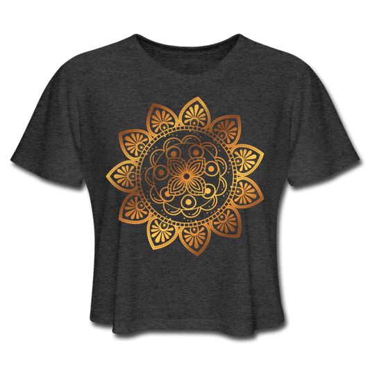 Mandala Cropped T-Shirt - deep heather