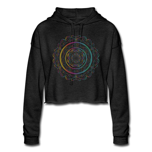 Rainbow Mandala Cropped Hoodie - deep heather