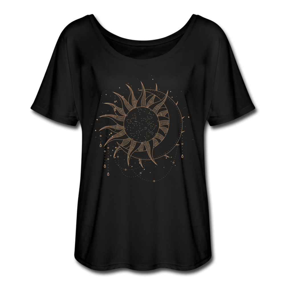 Sun & Moon Flowy T-Shirt - black